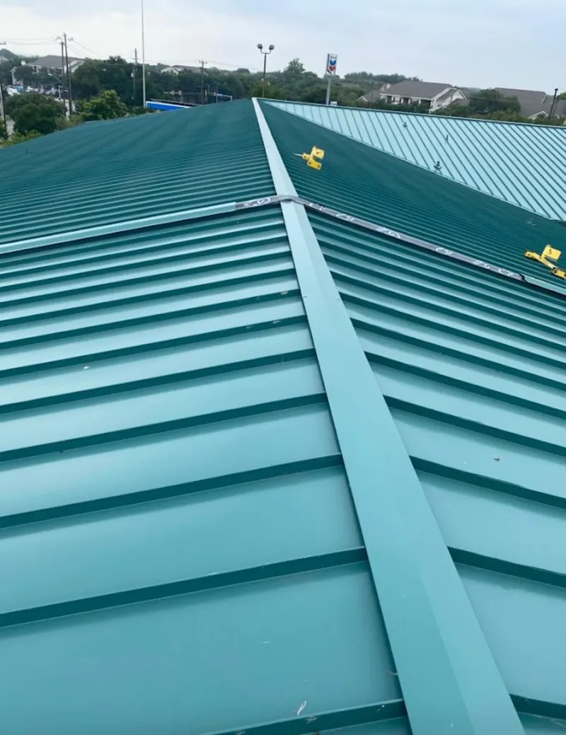 Green commercial metal roof ridge and valley for Metal Roof Repair in Lake Barcroft